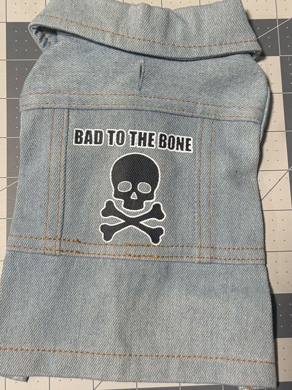 Bad to the Bone Light Blue Dog Denim Jacket